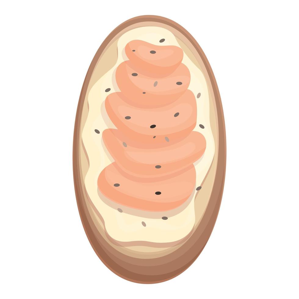 vecteur de dessin animé d'icône de bruschetta de saumon. pain grillé