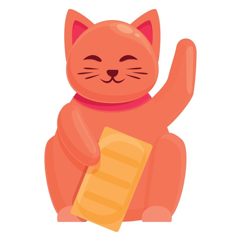 icône de chat porte-bonheur rouge, style cartoon vecteur