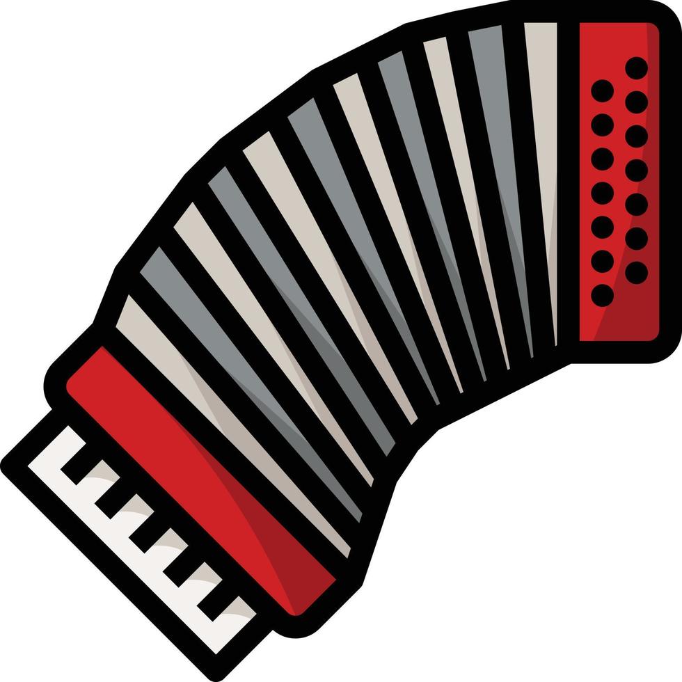 instrument de musique musique accordéon - icône de contour rempli vecteur