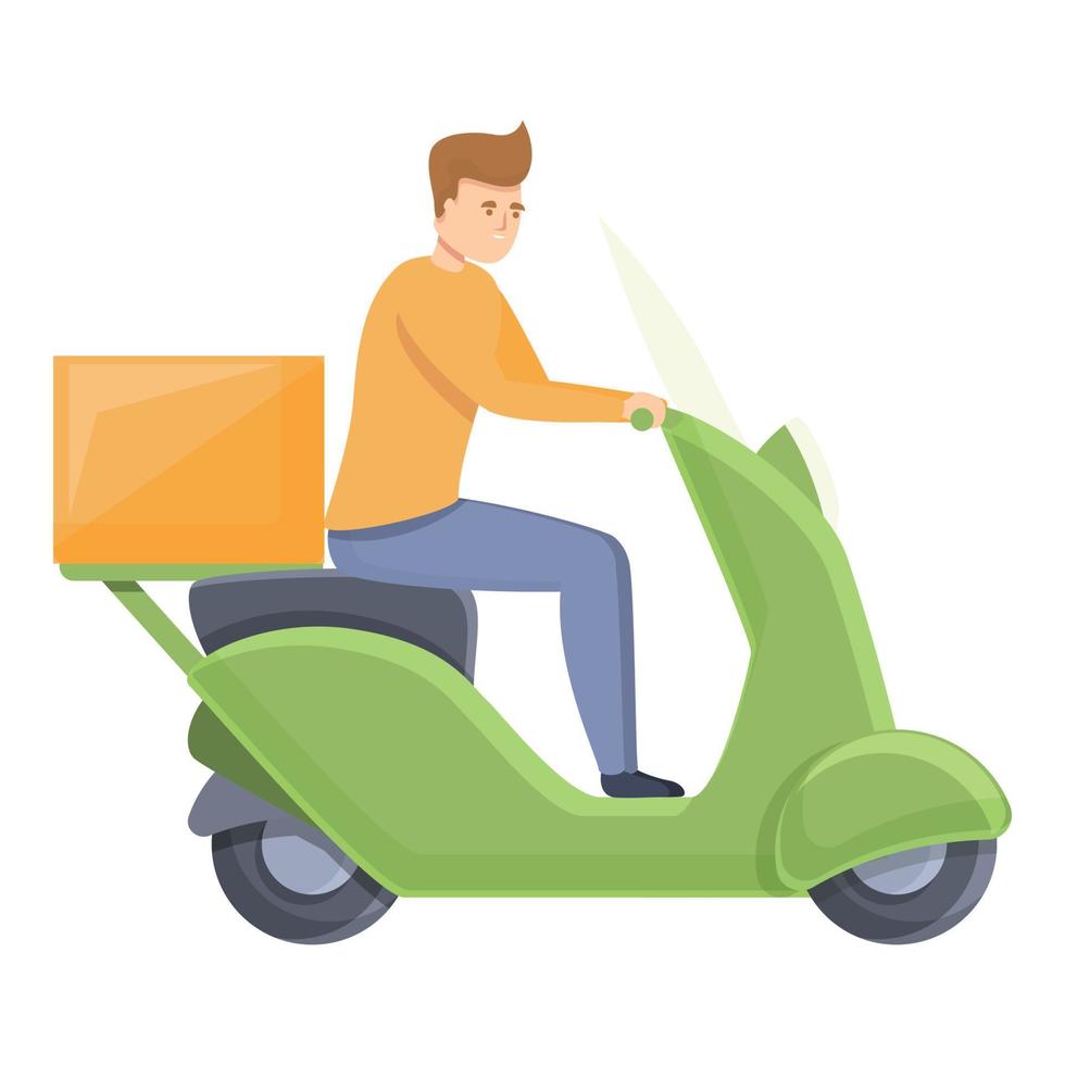 vecteur de dessin animé d'icône de sac de courrier. livraison de scooters