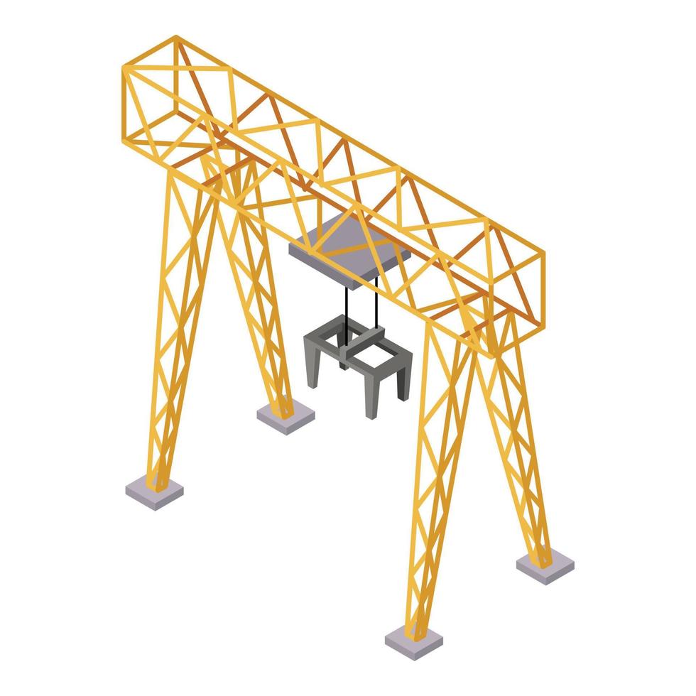 icône de grue de construction ferroviaire, style isométrique vecteur