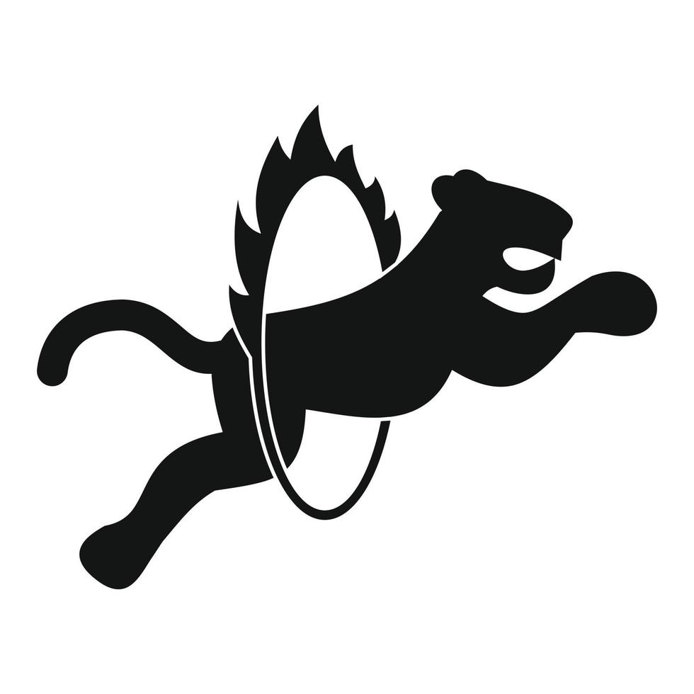 tigre en illustration simple de cerceau enflammé vecteur