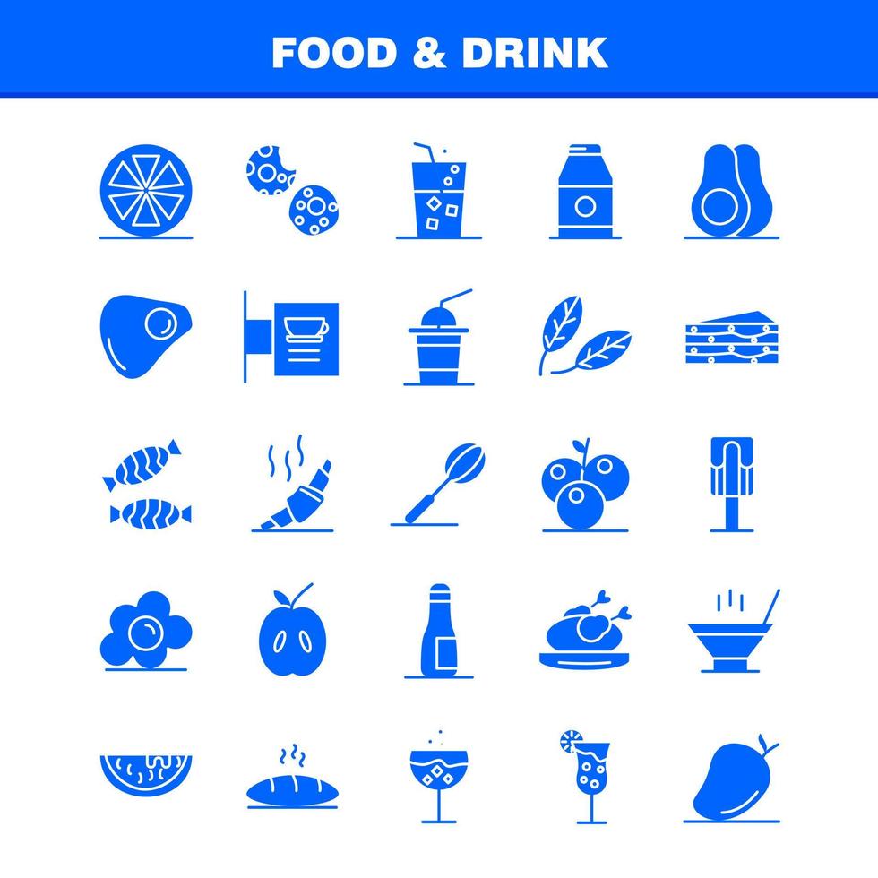 nourriture et boisson icônes de glyphes solides définies pour l'infographie kit uxui mobile et conception d'impression comprennent verre à cocktail gobelet verre vin boisson cuisson croissant icône ensemble vecteur