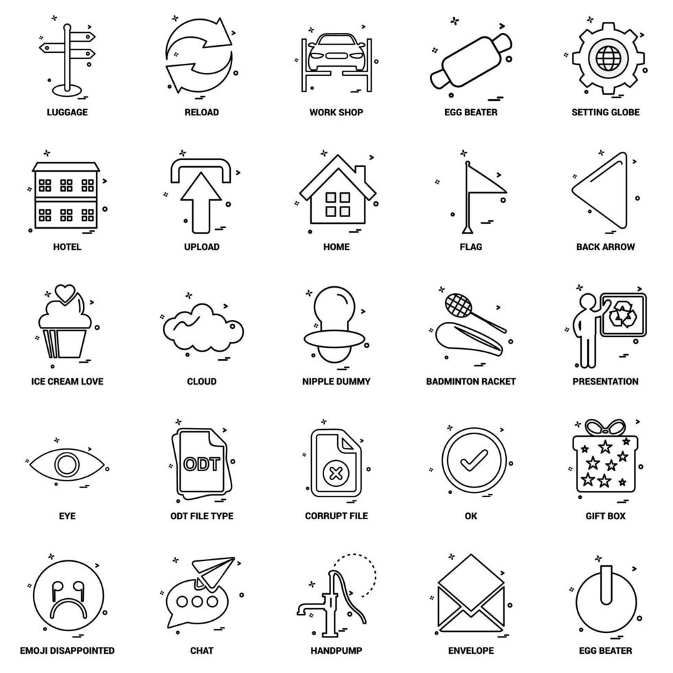 25 jeu d'icônes de ligne de mélange de concept d'entreprise vecteur