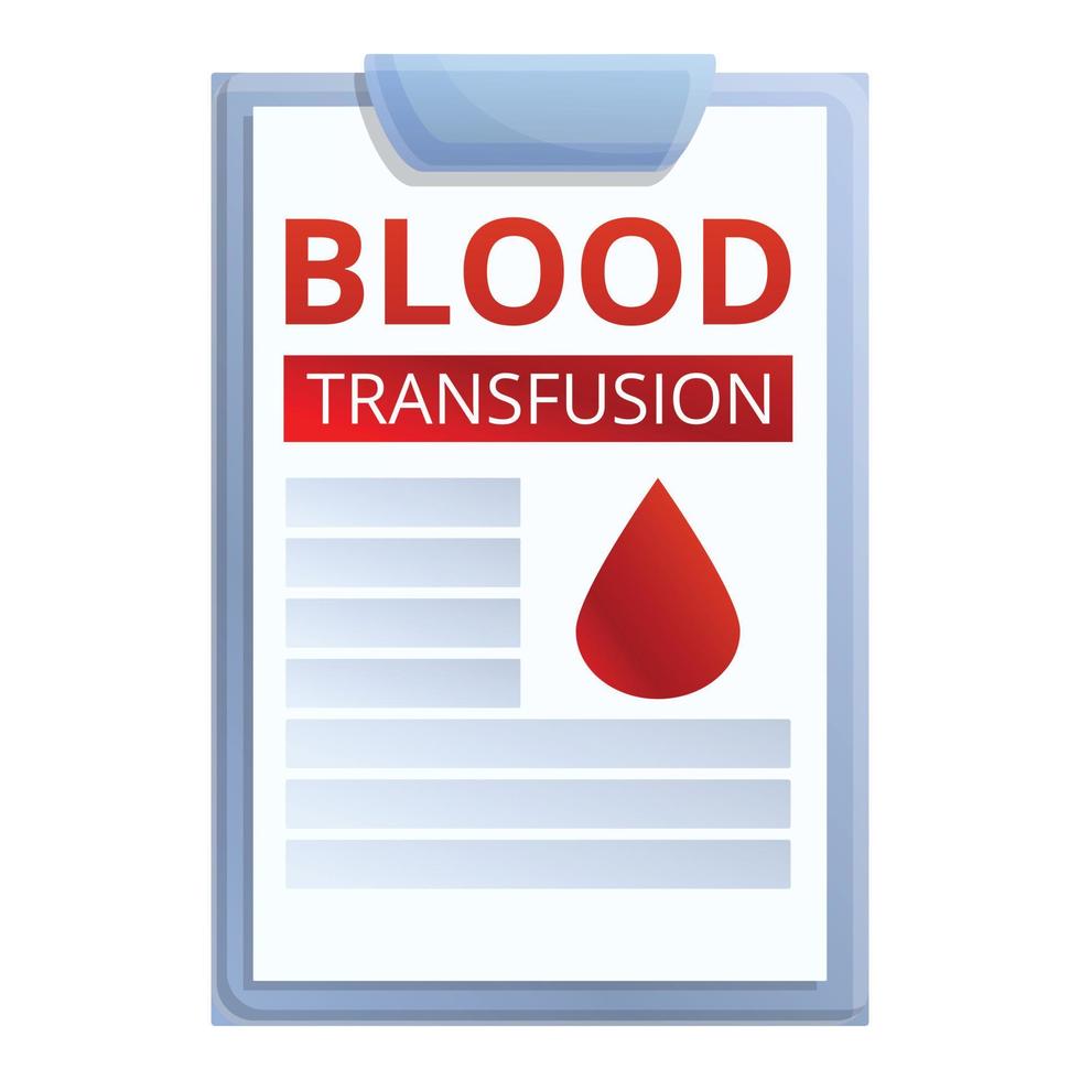 icône de presse-papiers de transfusion sanguine, style cartoon vecteur