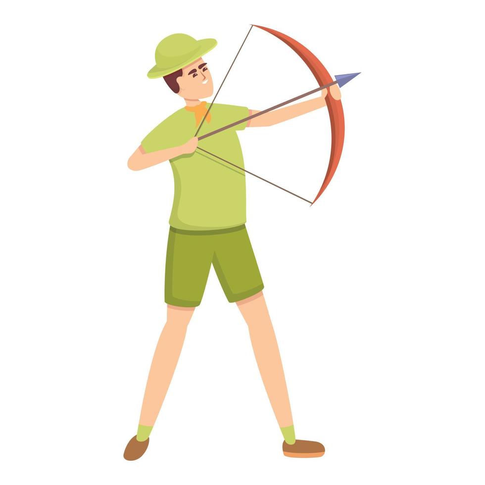 icône d'arc de garçon scout, style cartoon vecteur