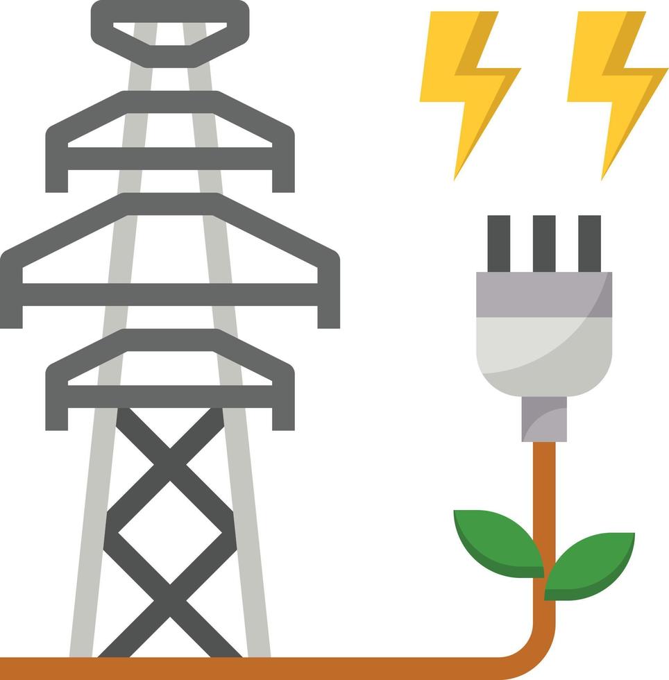 électricité écologie power tower propre - icône plate vecteur