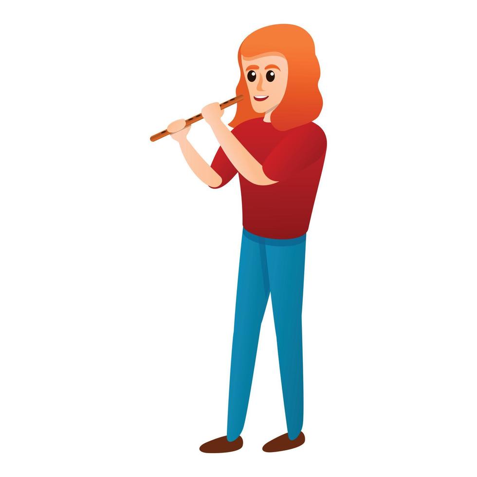 fille jouant de la flûte, icône de style dessin animé vecteur