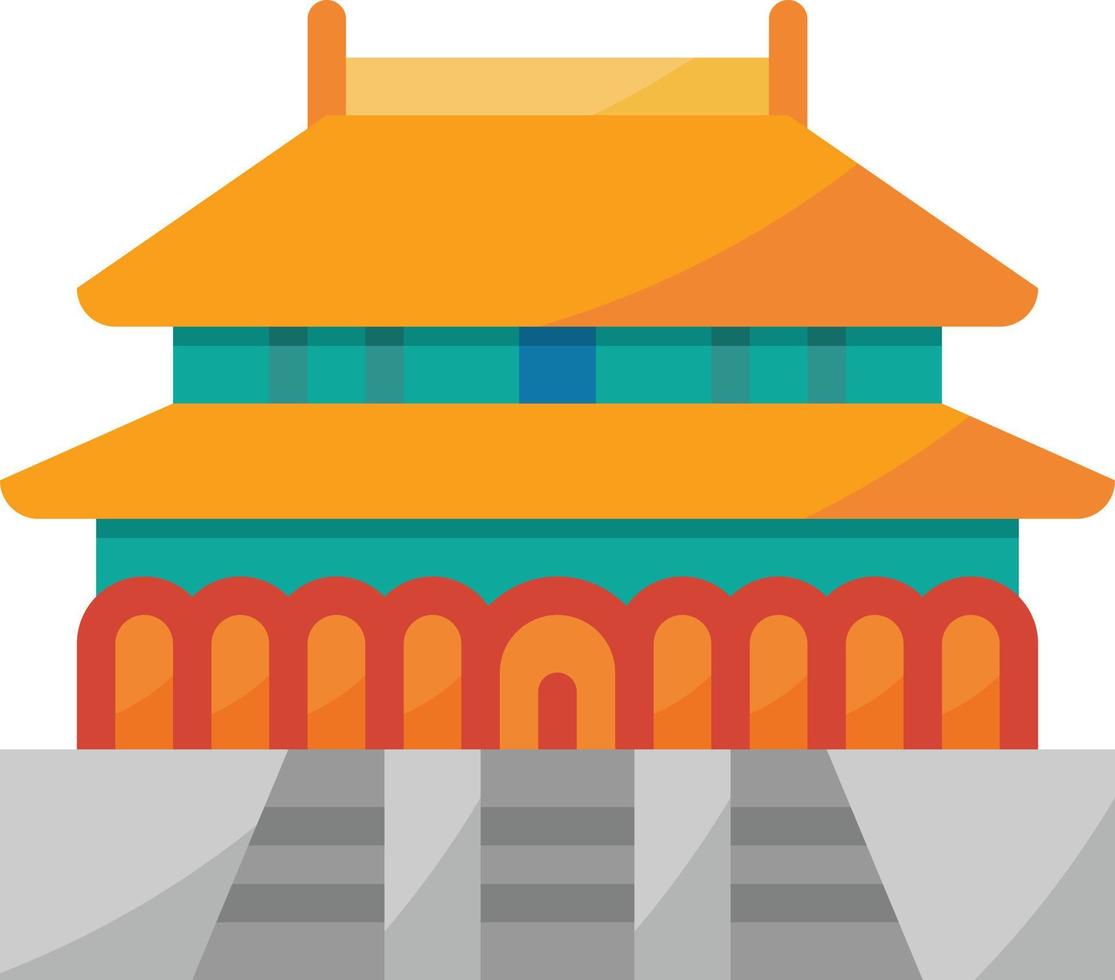 palais historique de la cité interdite en chine - icône plate vecteur
