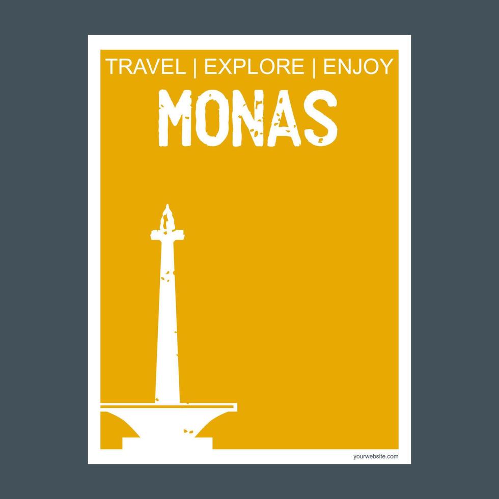 monas jakarta indonésie monument repère brochure style plat et typographie vecteur