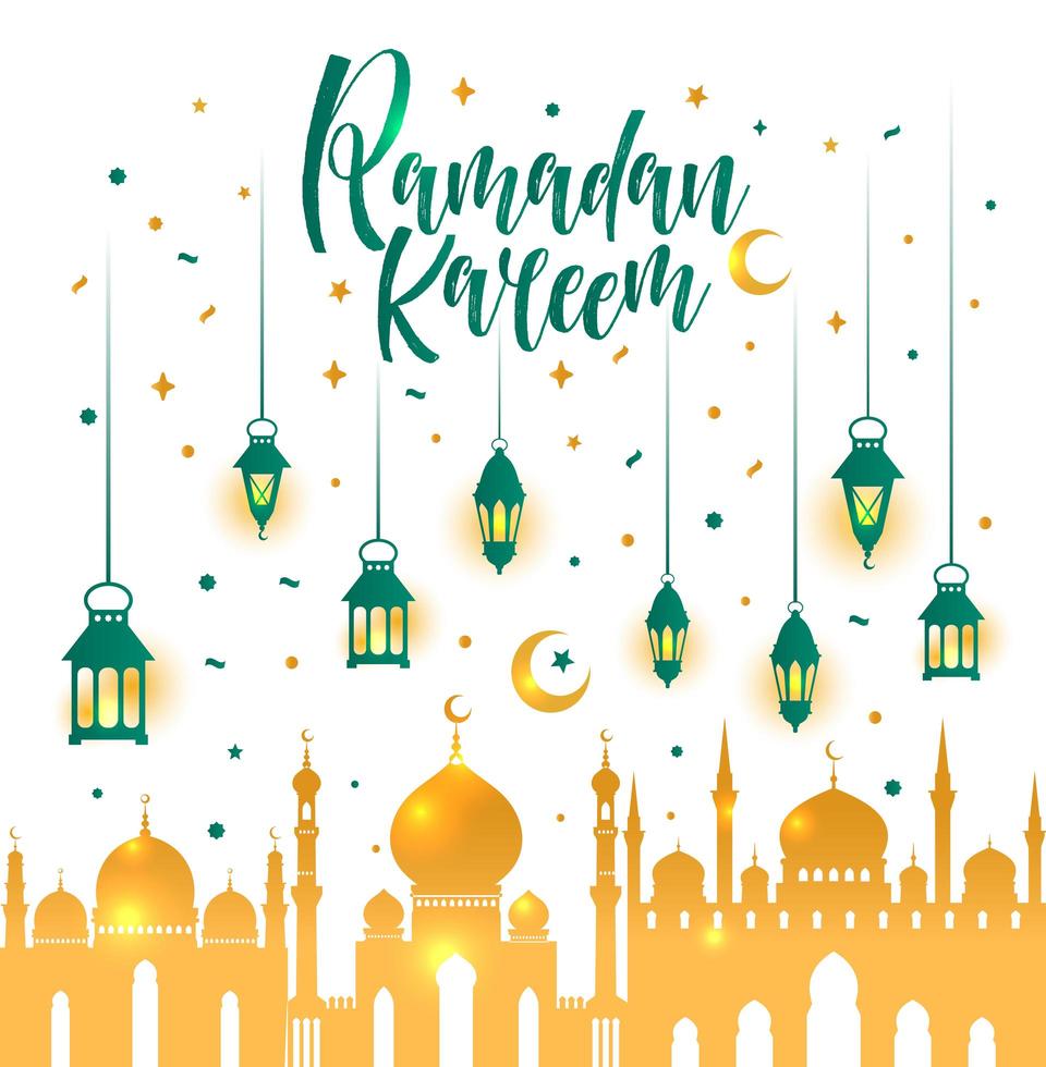 ramadan kareem islamique avec des lanternes. vecteur