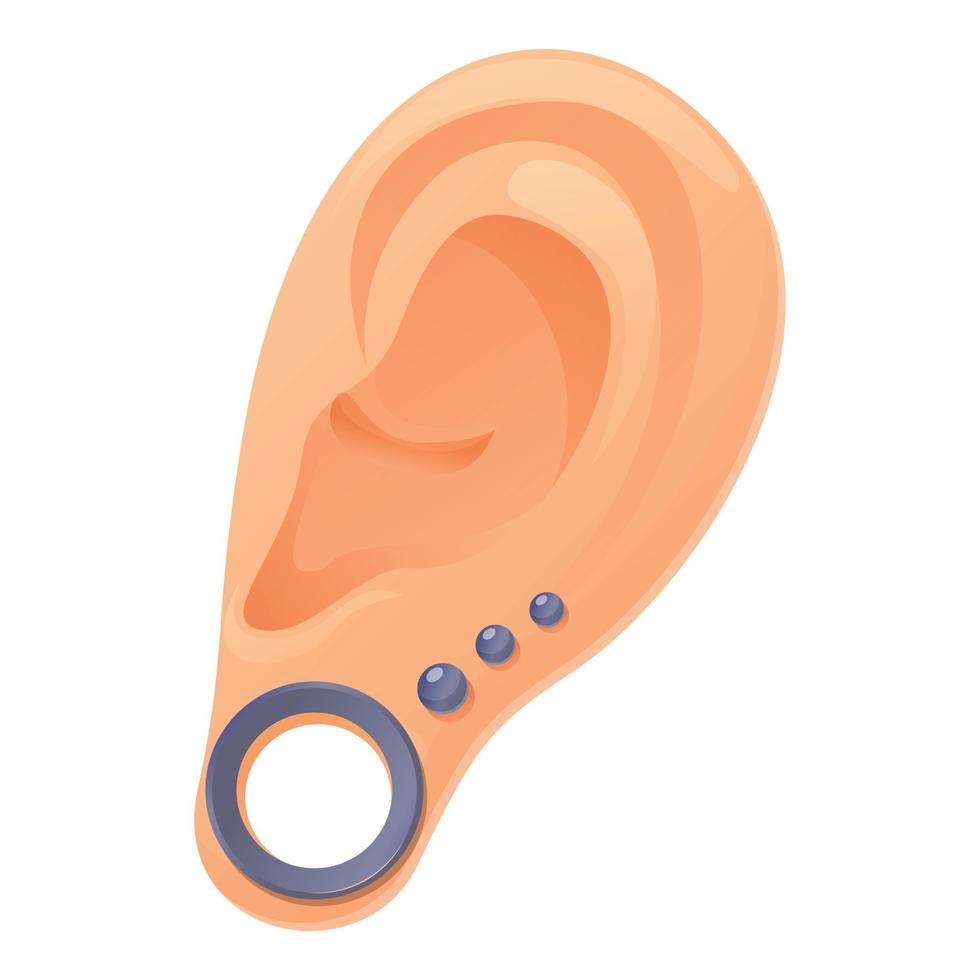 icône de perçage d'oreille de cercle, style cartoon vecteur