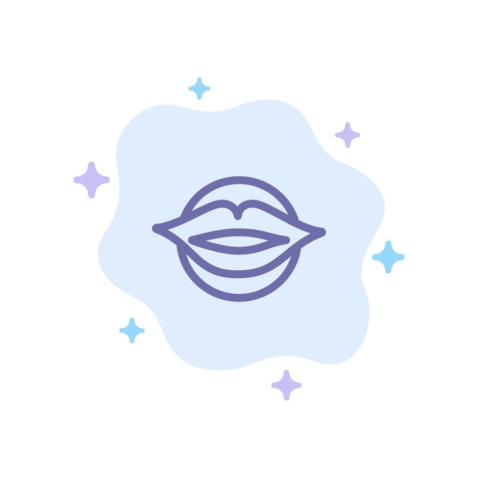 lèvres bouche valentines visage beauté icône bleue sur fond de nuage abstrait vecteur