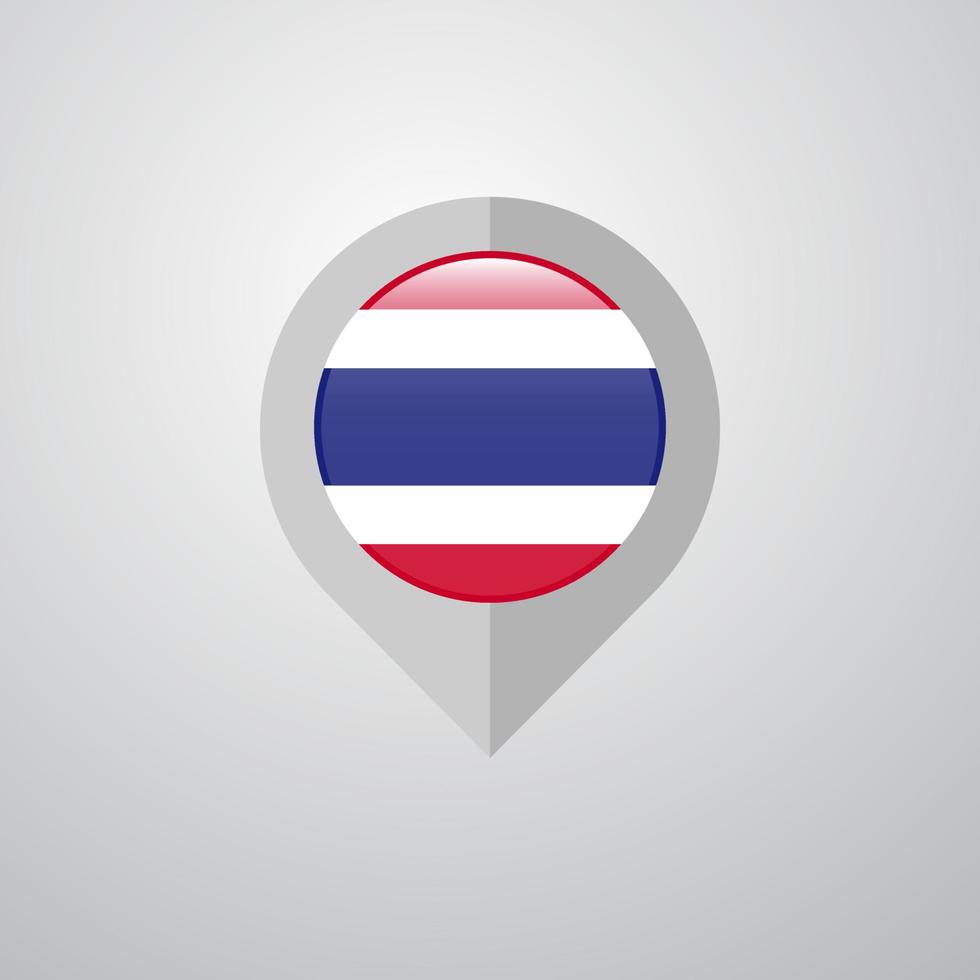 pointeur de navigation de carte avec le vecteur de conception du drapeau de la thaïlande