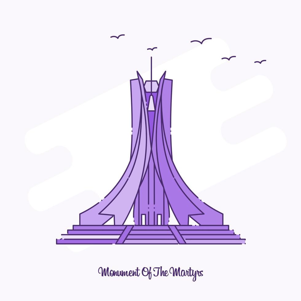 monument des martyrs vue illustration vectorielle de la ligne pointillée violette vecteur