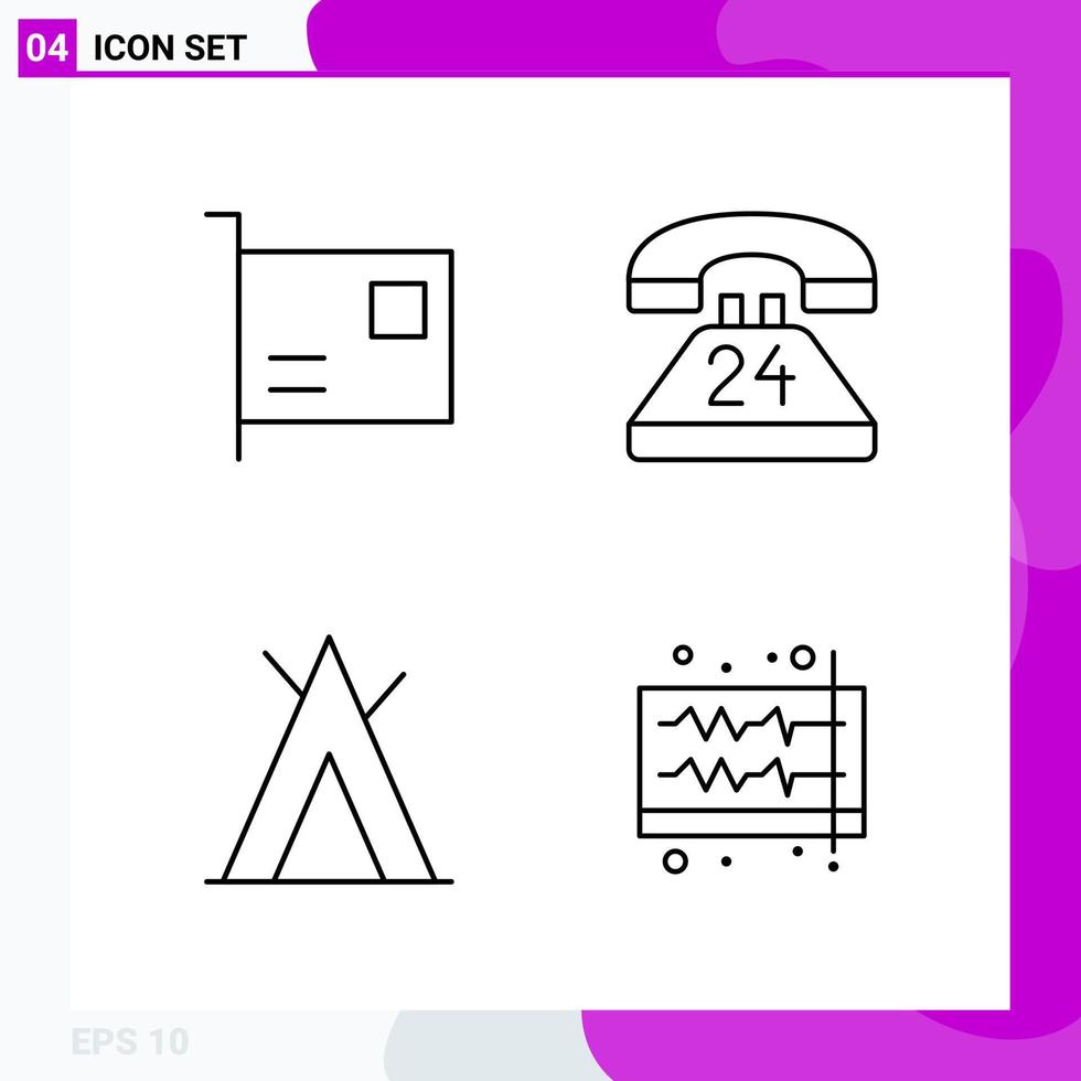 ensemble d'icônes de ligne pack de 4 icônes de contour isolées sur fond blanc pour l'impression Web et l'arrière-plan vectoriel de l'icône noire créative mobile