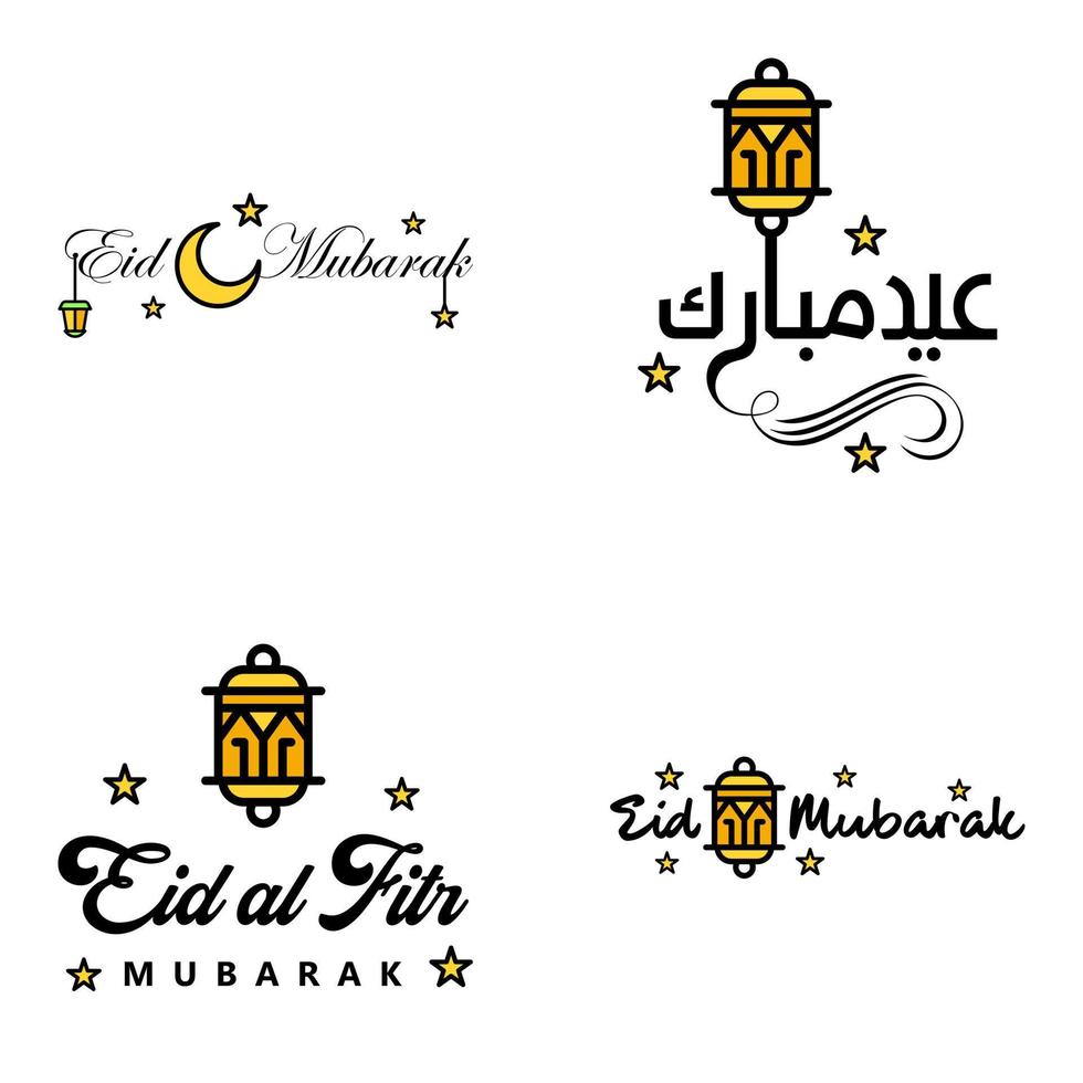 4 meilleures phrases eid mubarak disant texte de citation ou lettrage polices décoratives script vectoriel et typographie manuscrite cursive pour les conceptions brochures bannière flyers et t-shirts