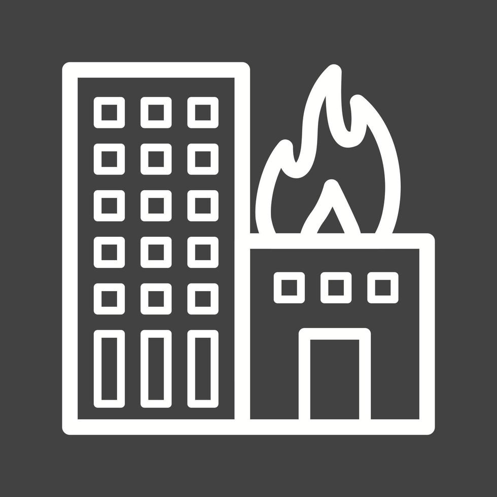 icône inversée de la ligne du bâtiment en feu vecteur