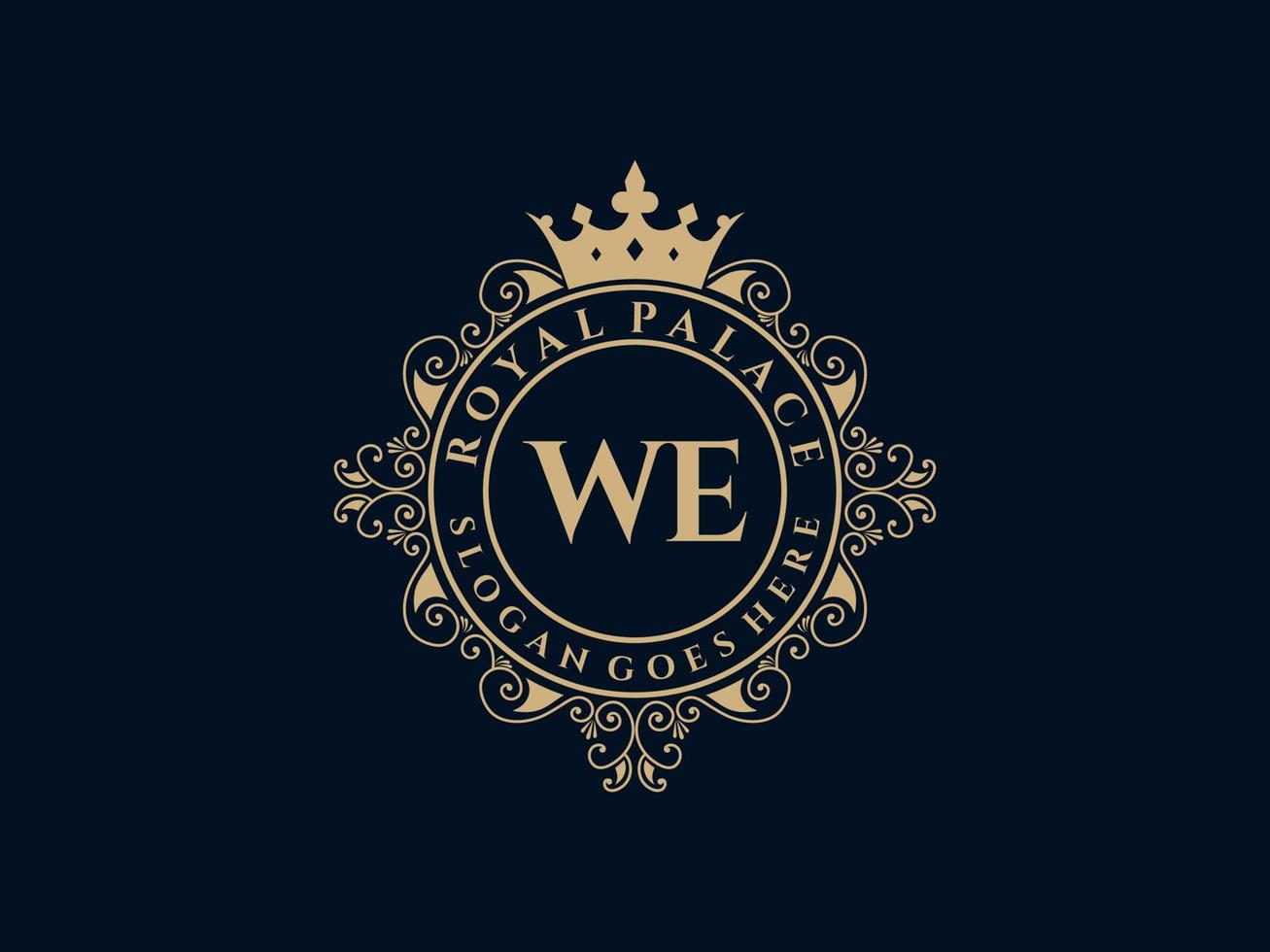 lettre nous logo victorien de luxe royal antique avec cadre ornemental. vecteur