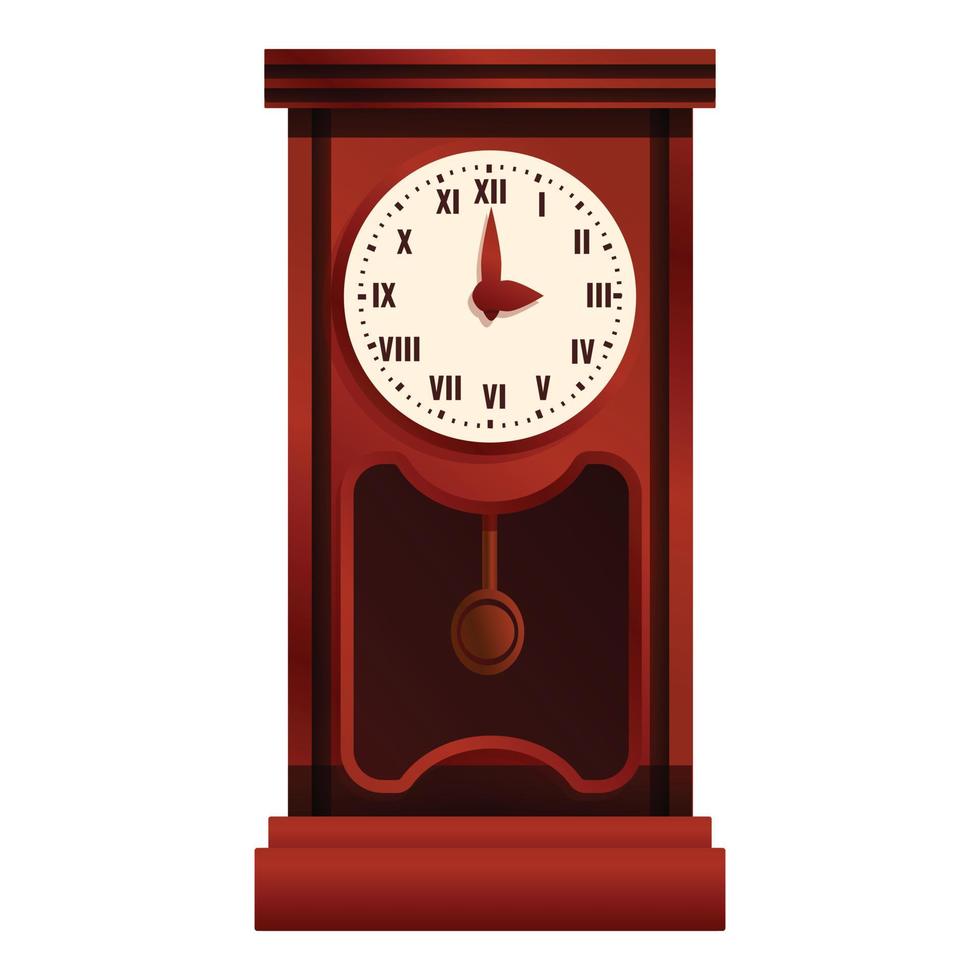 icône d'horloge à pendule design, style cartoon vecteur