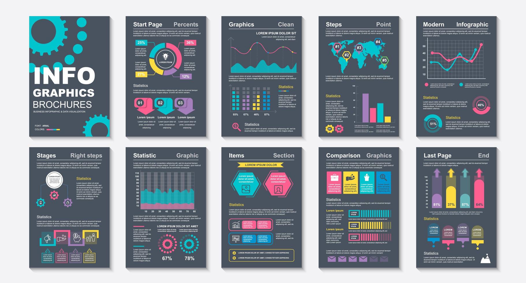 brochures infographiques, modèle de conception de visualisation de données vecteur