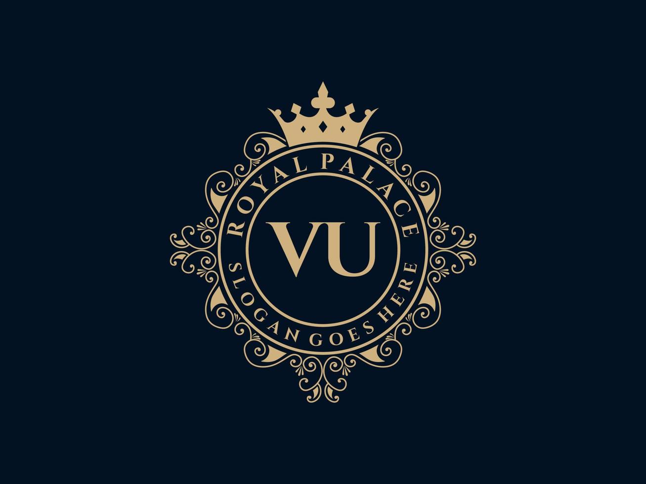 lettre vu logo victorien de luxe royal antique avec cadre ornemental. vecteur