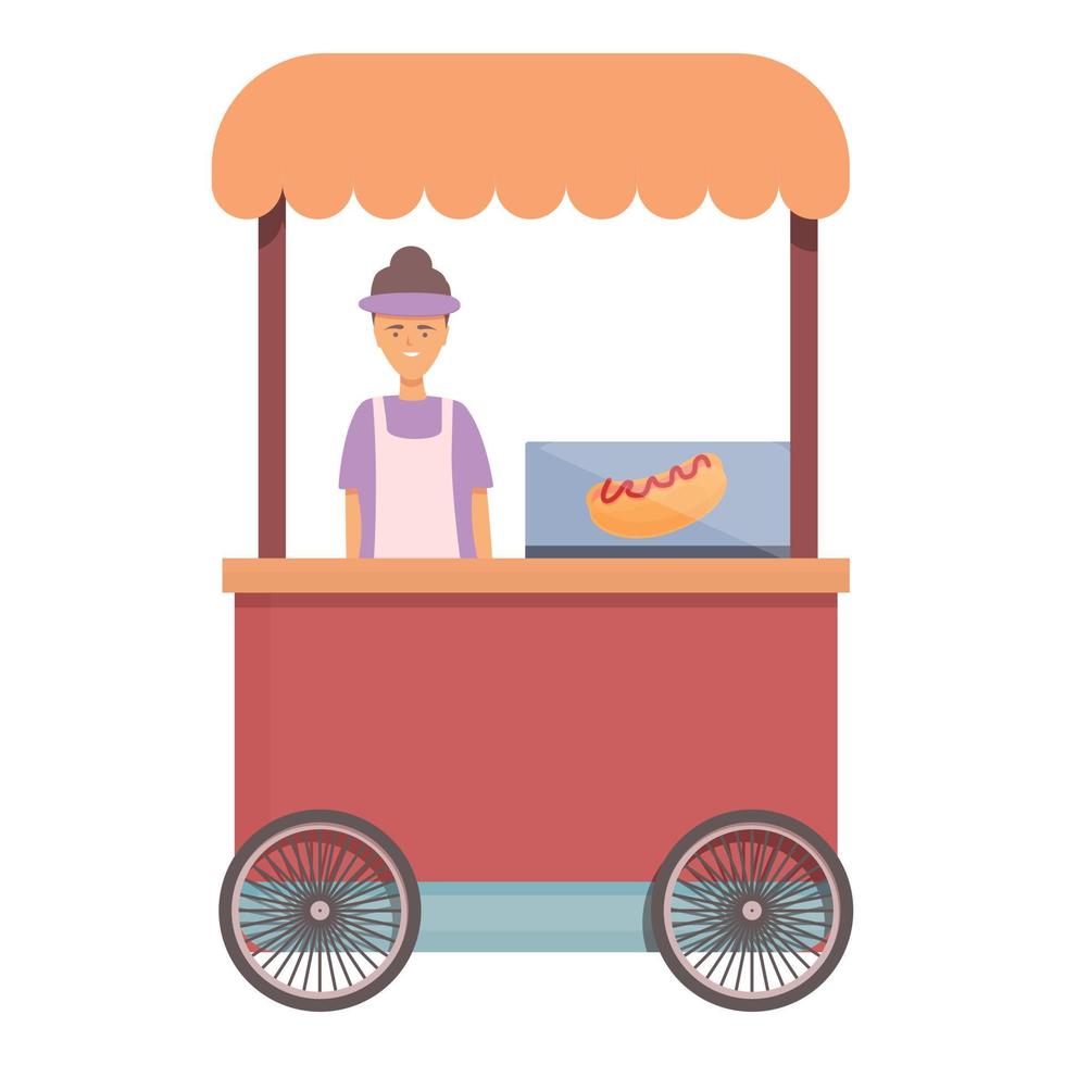 vecteur de dessin animé d'icône de panier de hot-dog de service. stand de restauration