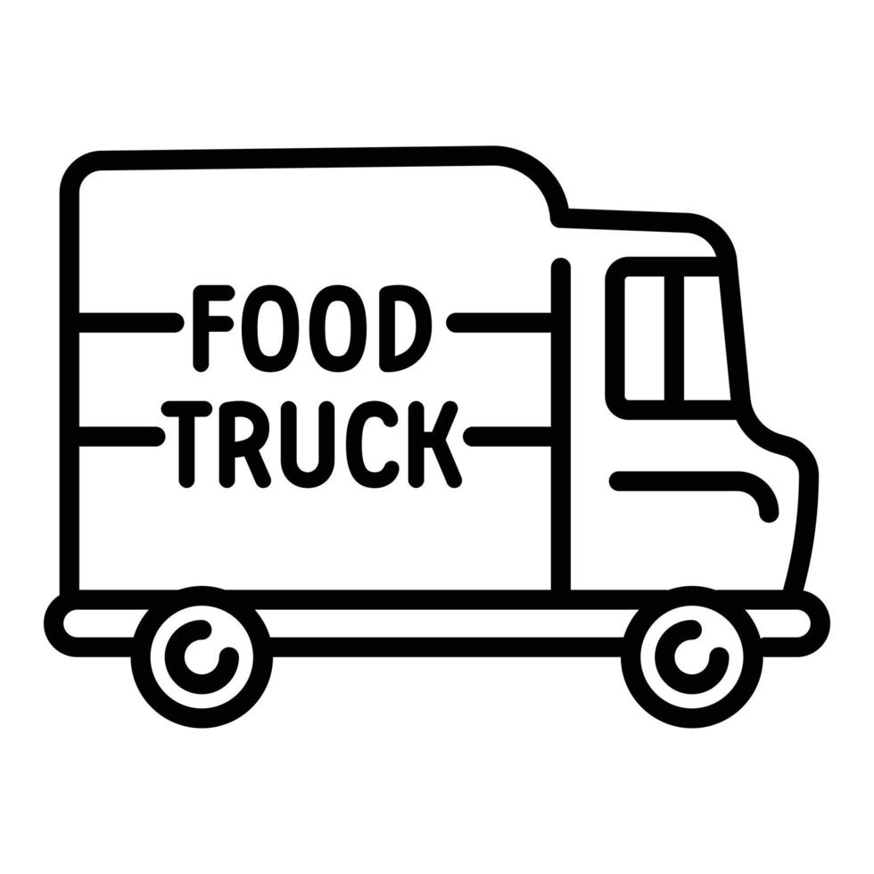 icône de camion de nourriture de rue, style de contour vecteur