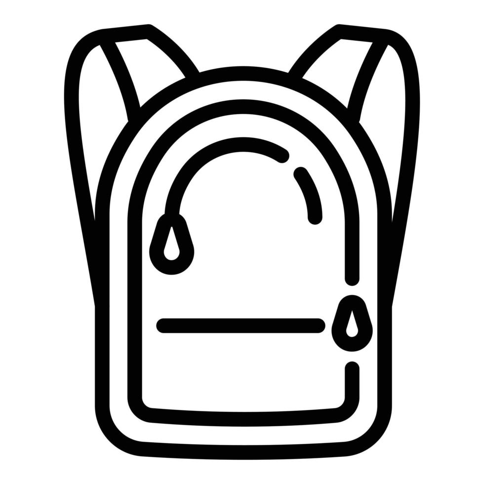 icône de sac à dos à glissière, style de contour vecteur