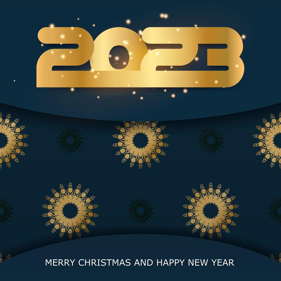 2023 fond de voeux de bonne année. motif doré sur bleu. vecteur