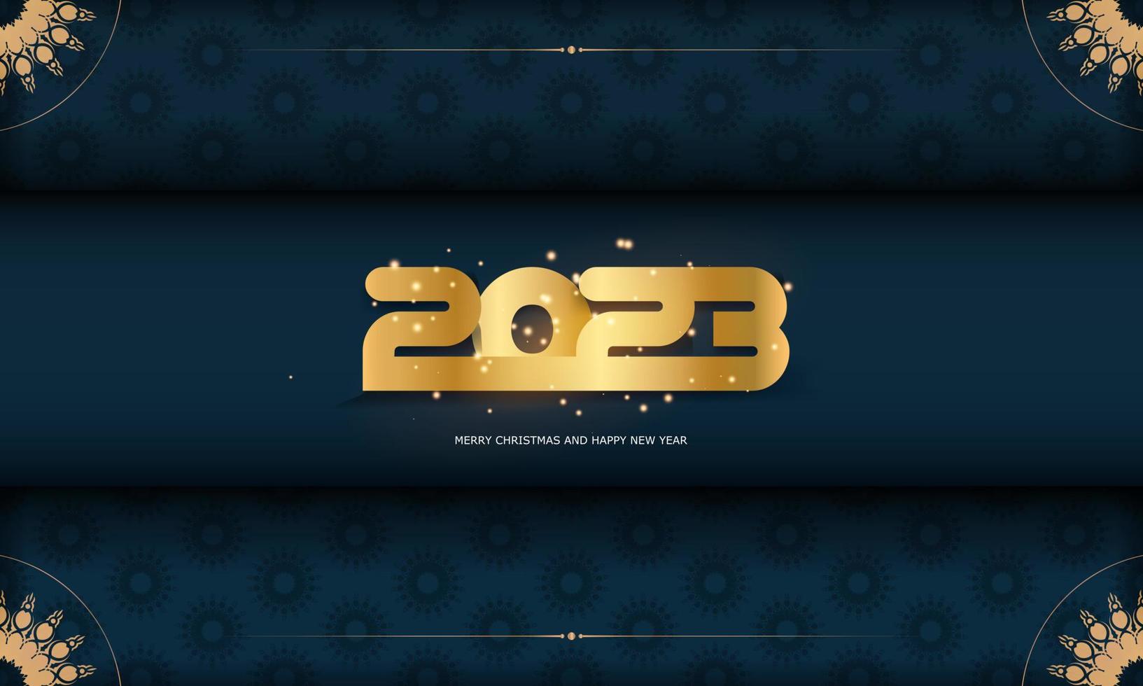 Affiche de voeux de bonne année 2023. couleur bleu et or. vecteur