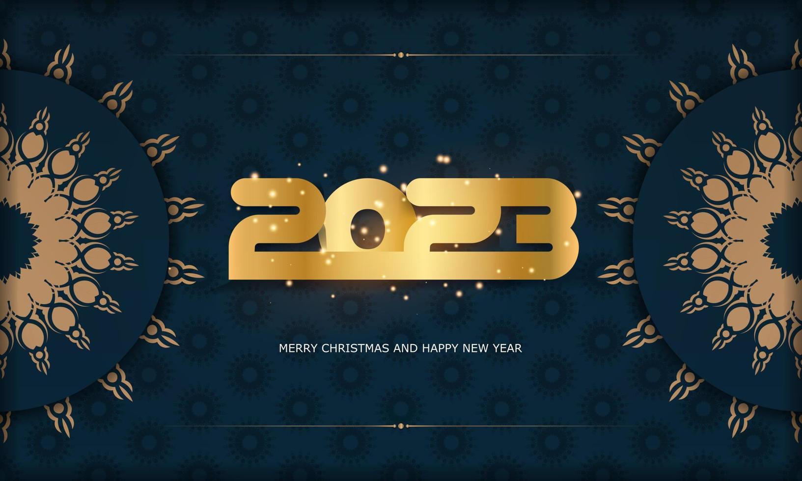 Affiche de voeux de bonne année 2023. couleur bleu et or. vecteur