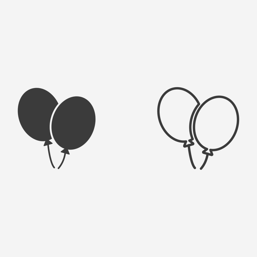 ensemble de vecteurs d'icône de ballon d'hélium. fête, anniversaire, vacances, célébrer le signe du symbole vecteur