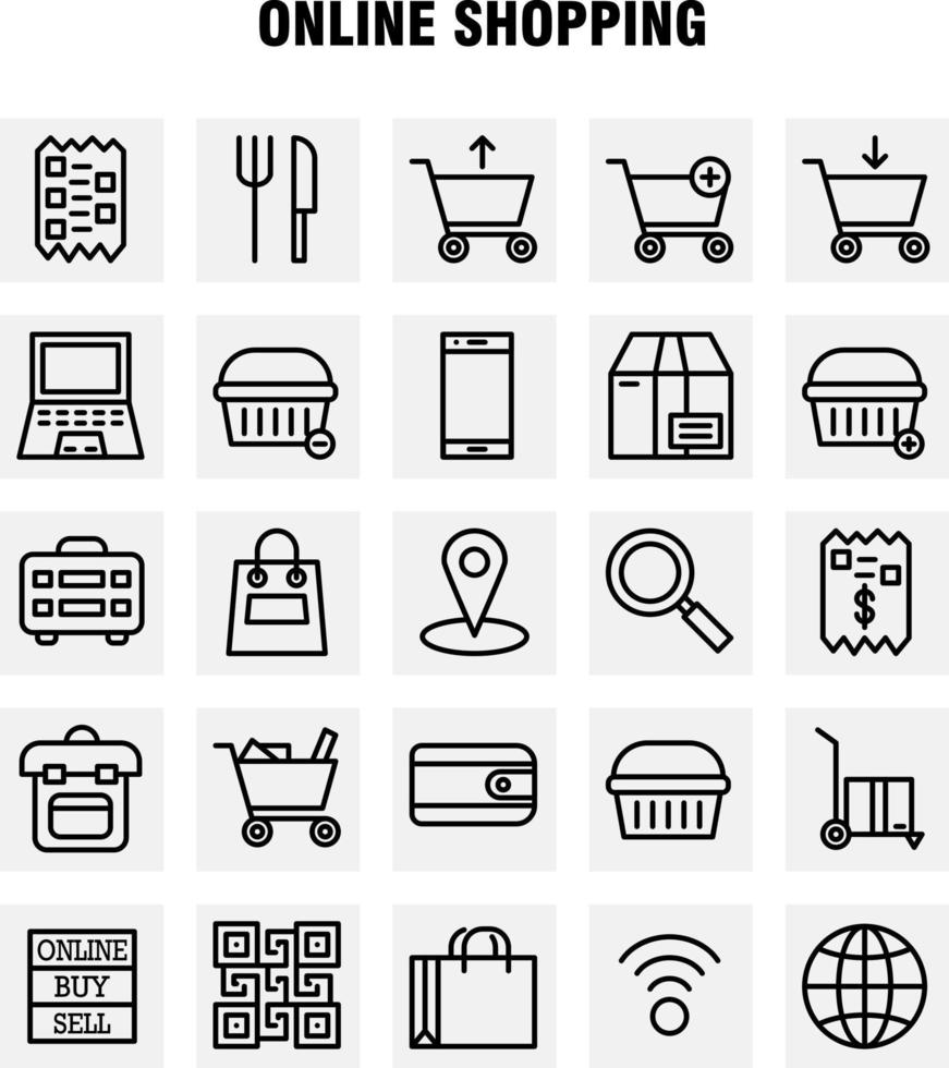 pack d'icônes de ligne de shopping pour les concepteurs et les développeurs vecteur