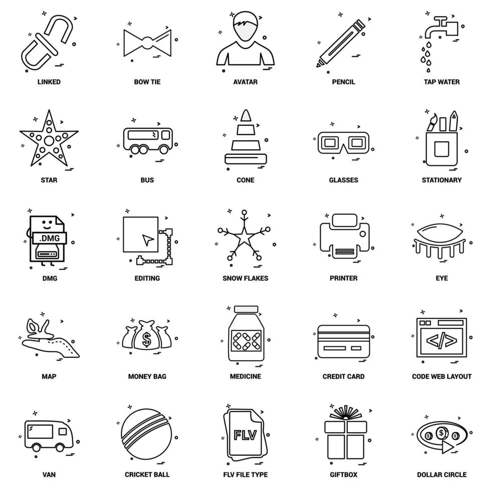 25 jeu d'icônes de ligne de mélange de concept d'entreprise vecteur