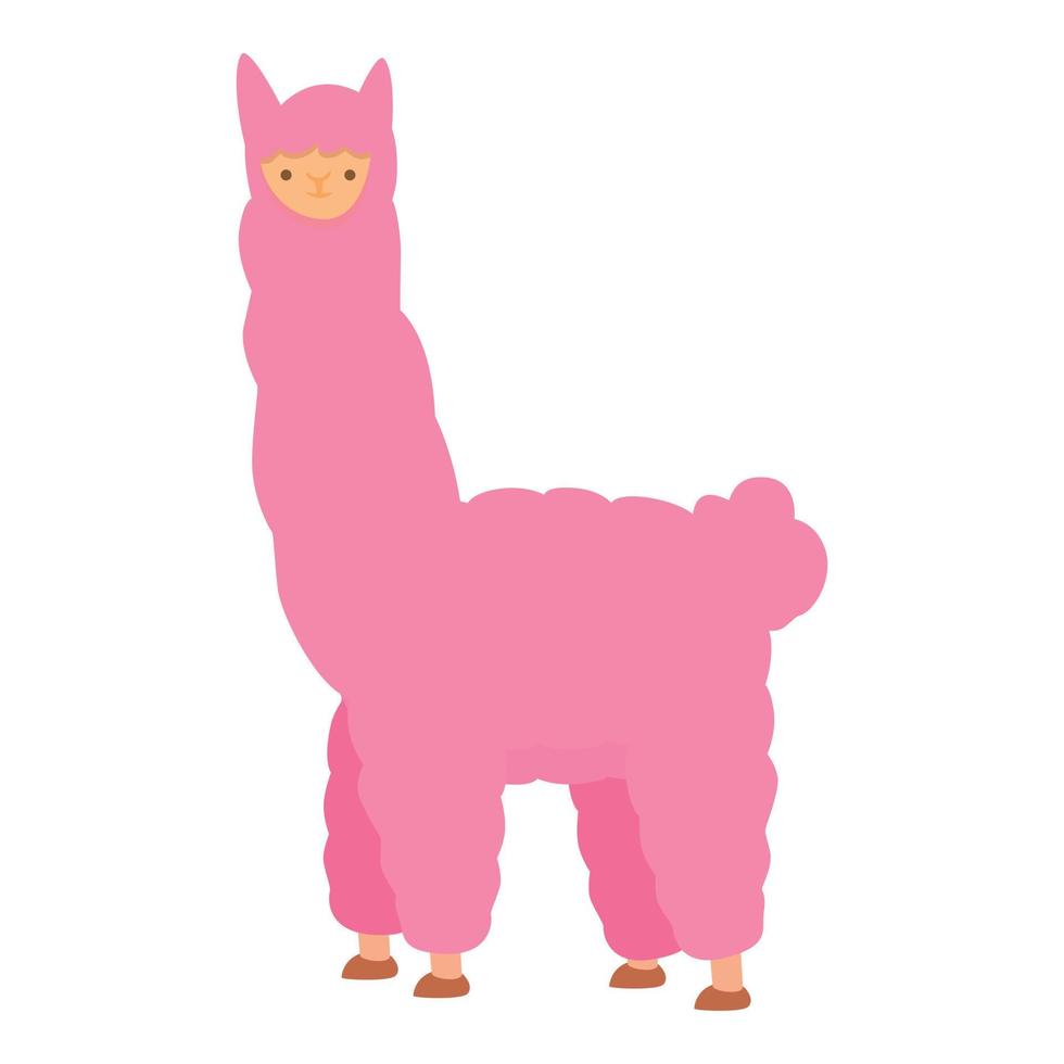 vecteur de dessin animé icône lama rose. animal mignon