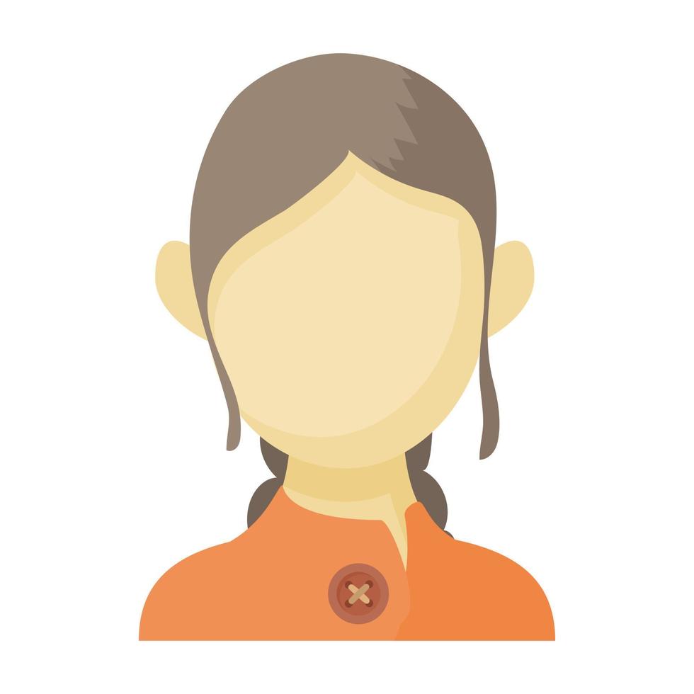 icône de femme aux cheveux bruns avatar, style cartoon vecteur