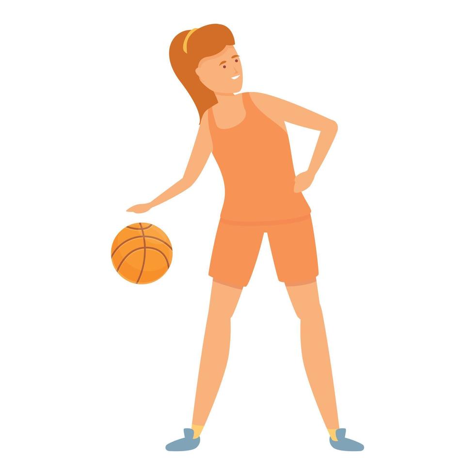 vecteur de dessin animé d'icône de fille de basket-ball. enfant heureux