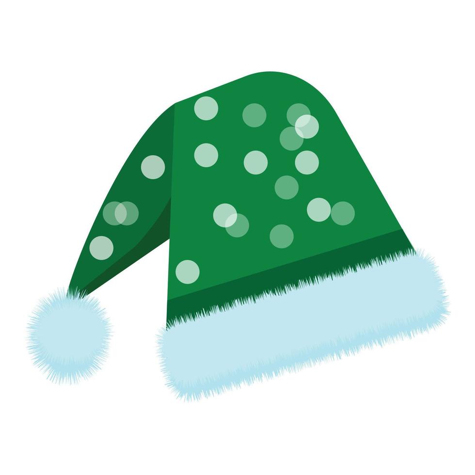 vecteur de dessin animé d'icône de chapeau de noël vert. chapeau d'hiver