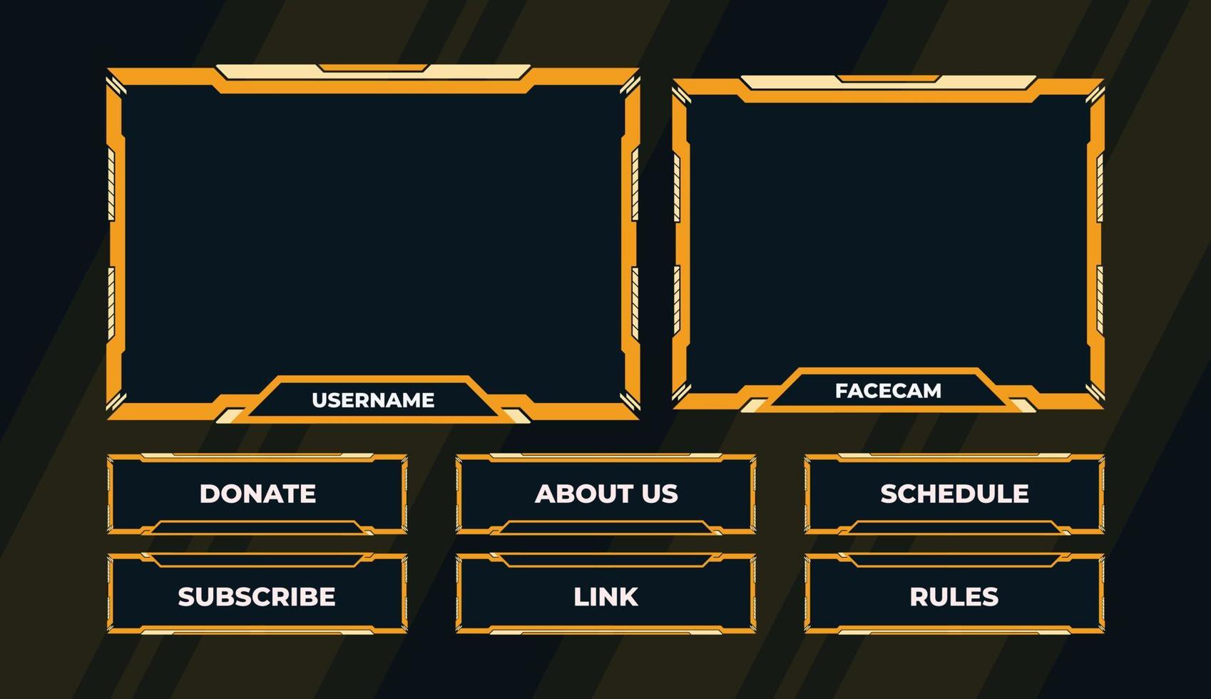 ensemble de modèles de jeu de diffusion en direct de panneaux twitch vecteur