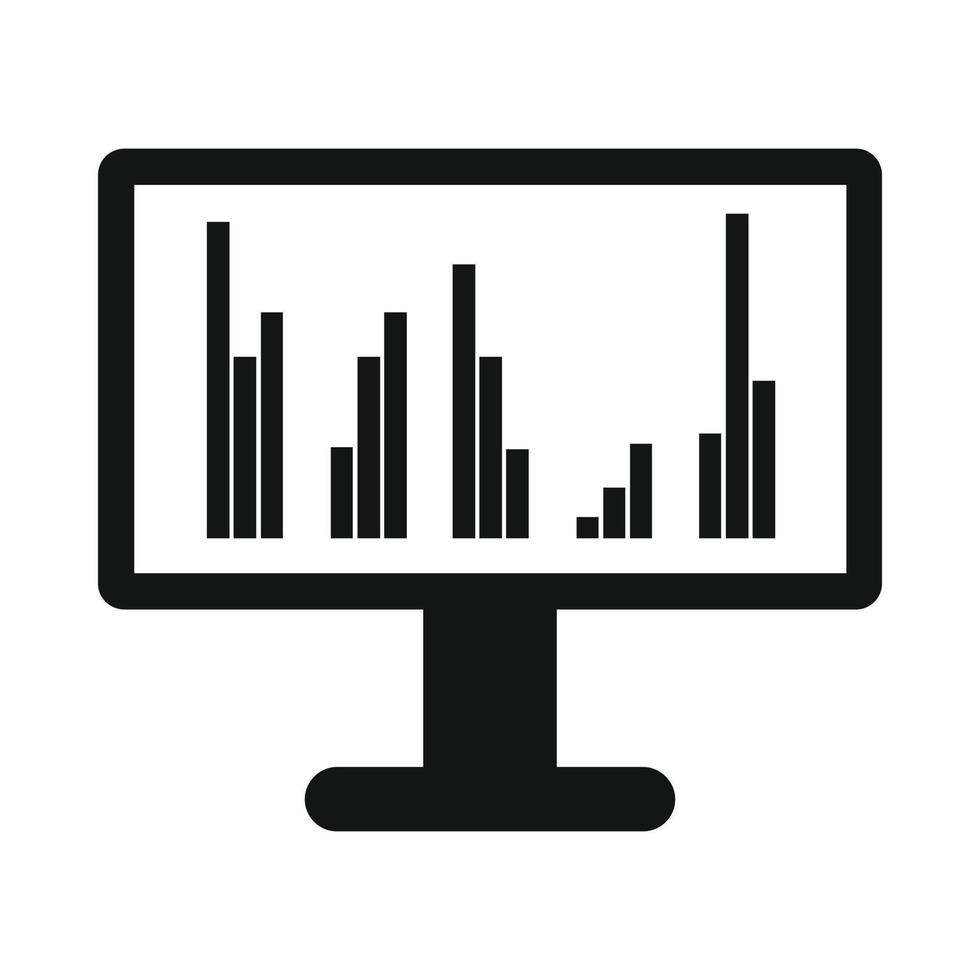 écran d'ordinateur avec icône graphique d'entreprise vecteur