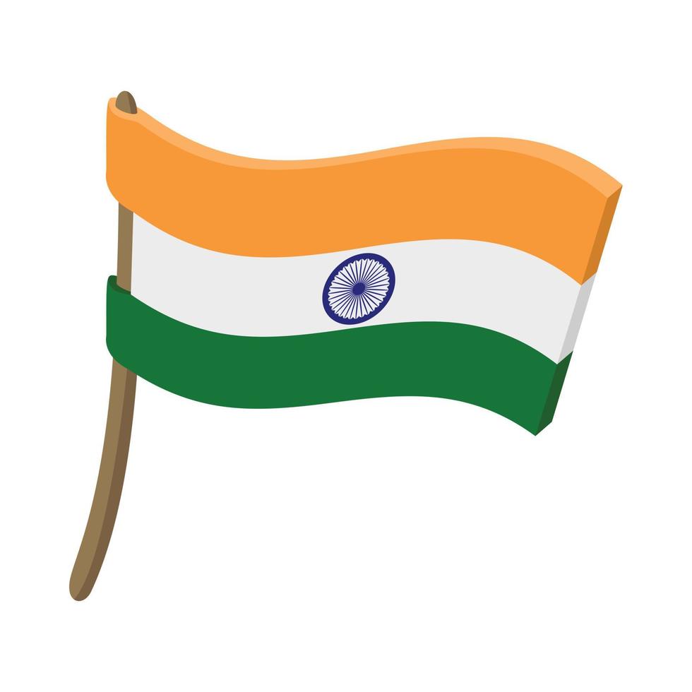 drapeau de l'inde, icône de style dessin animé vecteur