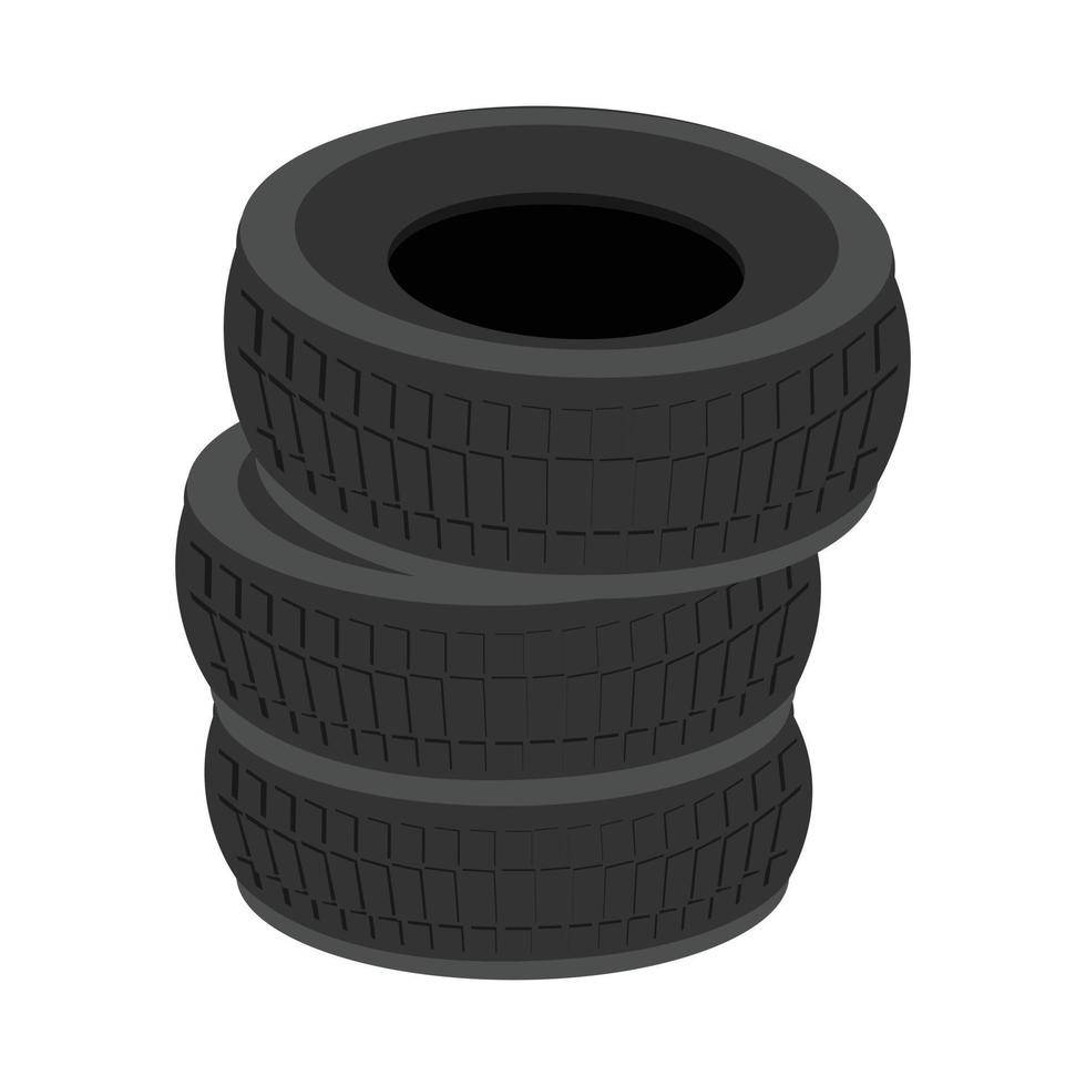 Tas d'icône de dessin animé de pneus de voiture vecteur