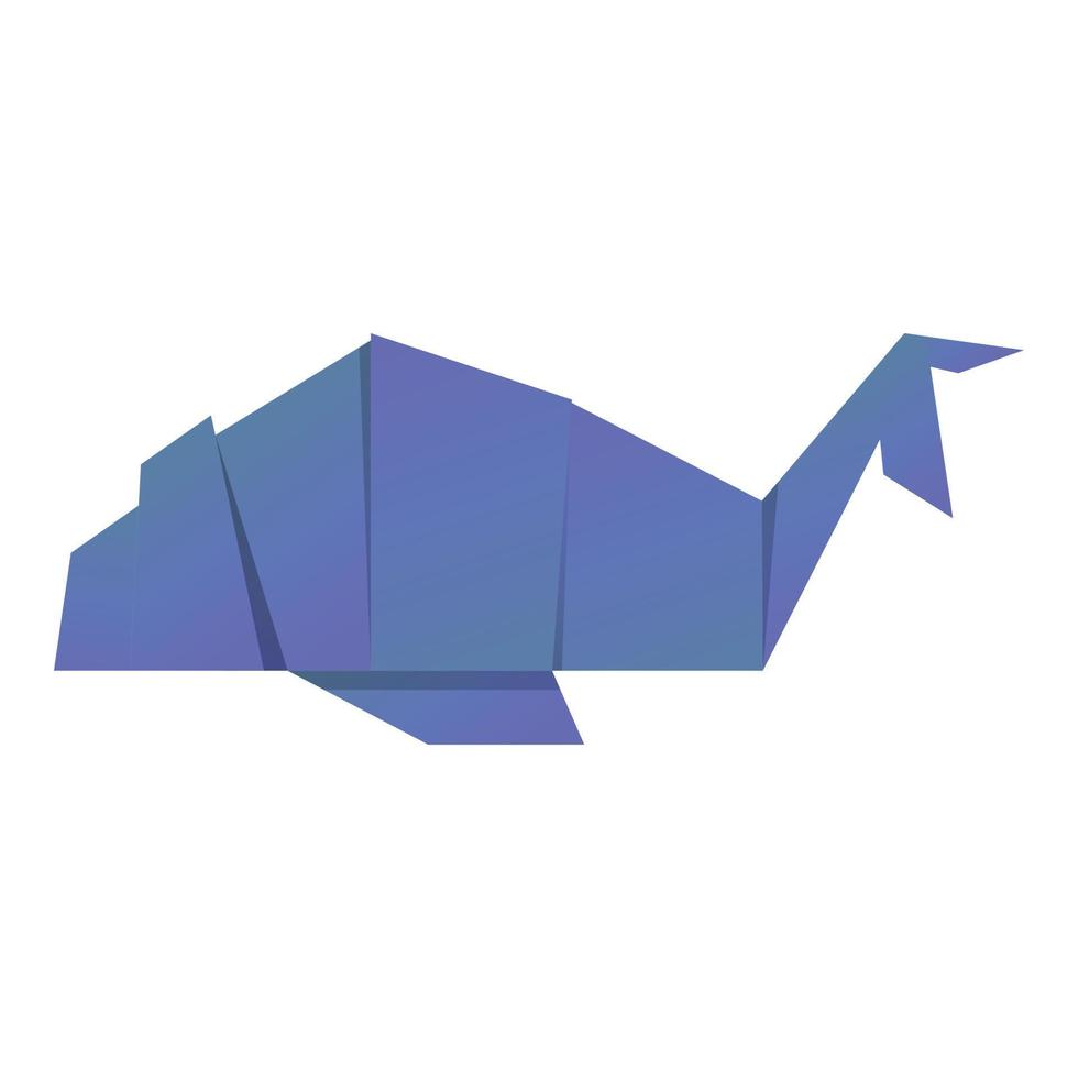 vecteur de dessin animé d'icône de baleine de mer origami. animaux en papier