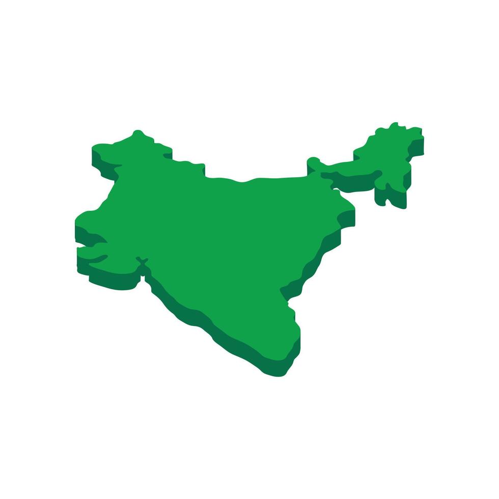 icône de carte de l'inde, style 3d isométrique vecteur
