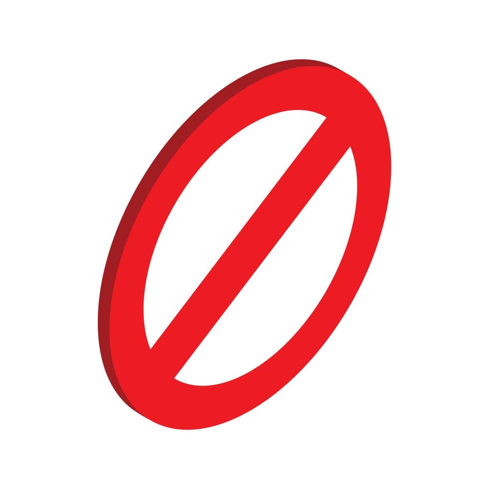 icône de signe d'interdiction, style 3d isométrique vecteur