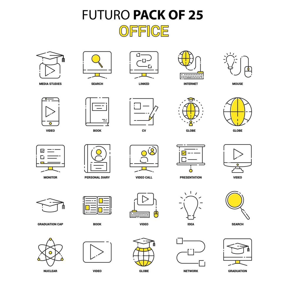 ensemble d'icônes de bureau jaune futuro dernier pack d'icônes de conception vecteur