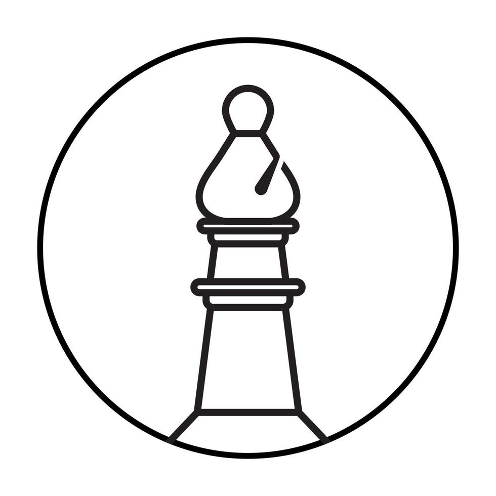 arrondi une icône d'art de ligne de pièce d'échecs évêque pour les applications ou les sites Web vecteur