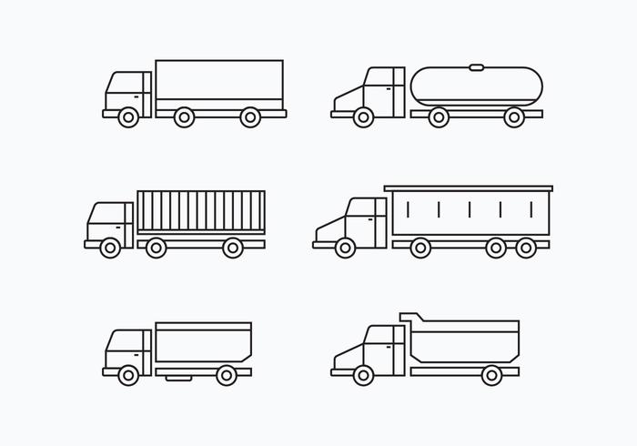 un dessin au trait d'un grand camion remorque moderne avec des