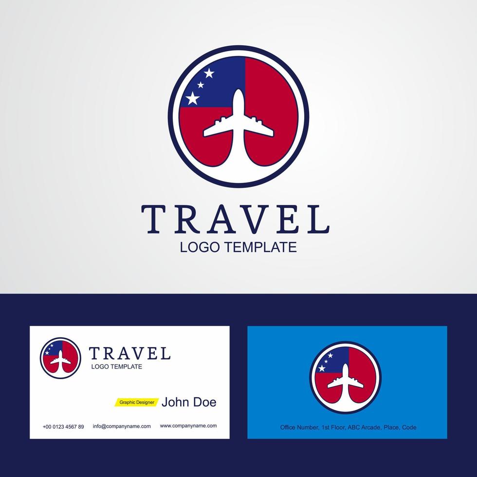 logo de drapeau de cercle créatif de voyage samoa et conception de carte de visite vecteur